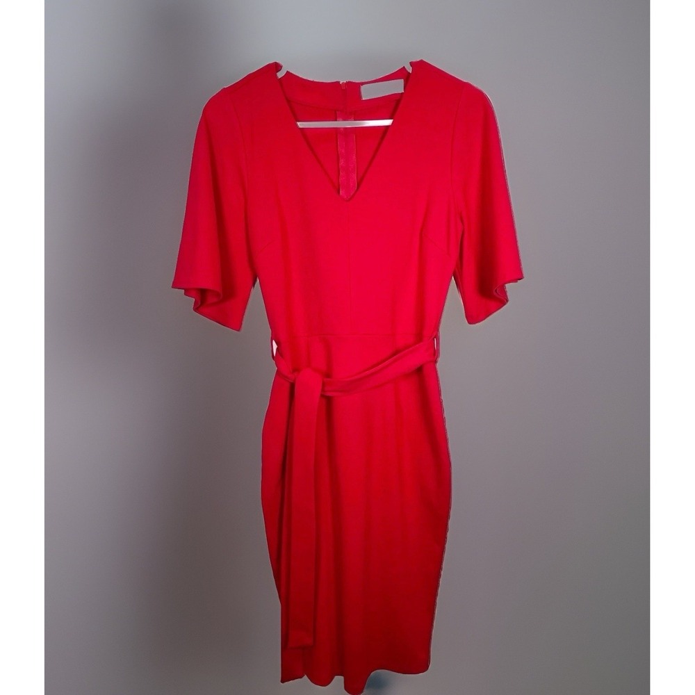 Brigitte Brianna Milan Dress Women's Vibrant Red Size Small USA Made Sexy Modest